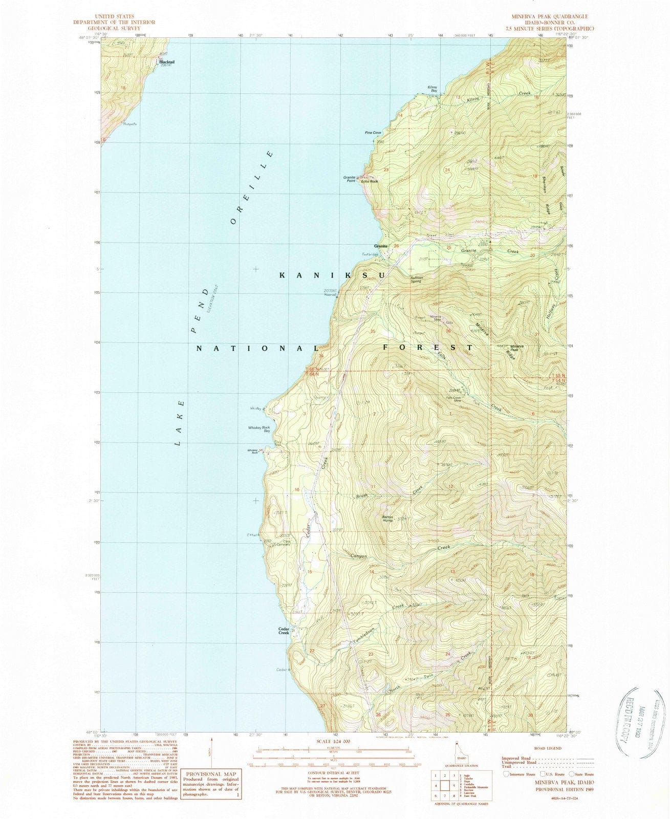 1989 Minerva Peak, ID - Idaho - USGS Topographic Map