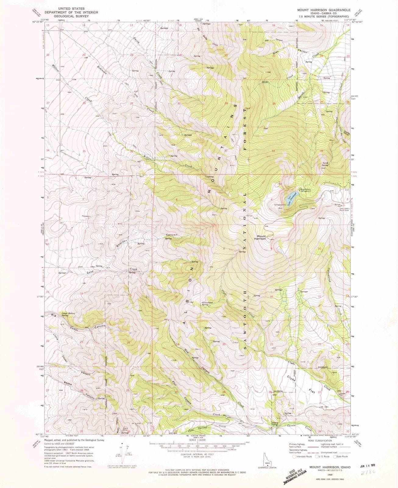 1968 Mount Harrison, ID - Idaho - USGS Topographic Map
