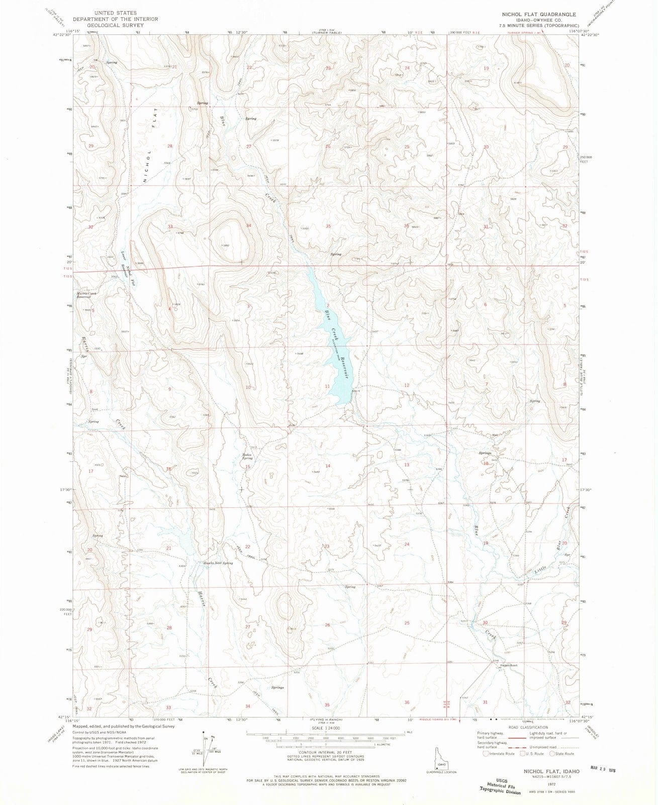 1972 Nichol Flat, ID - Idaho - USGS Topographic Map