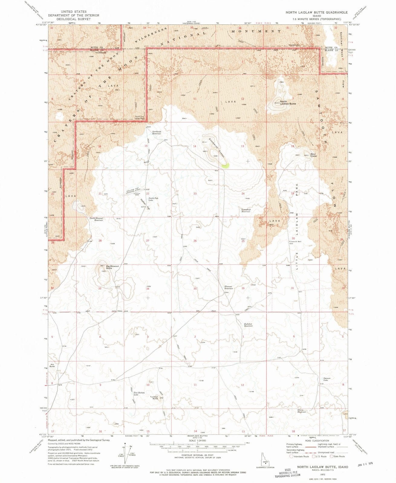 1972 North Laidlaw Butte, ID - Idaho - USGS Topographic Map