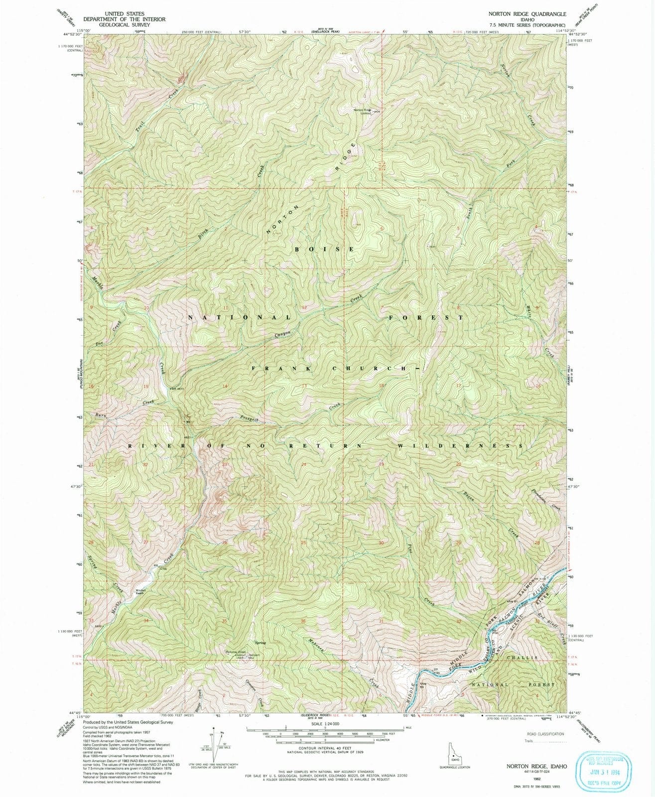 1962 Norton Ridge, ID - Idaho - USGS Topographic Map