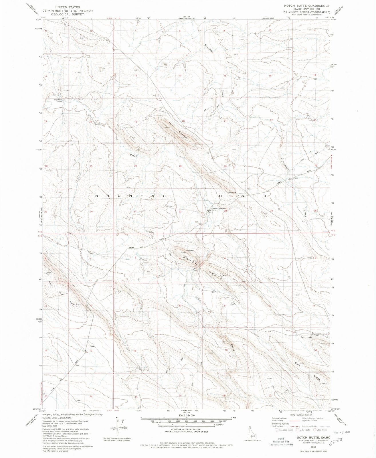 1980 Notch Butte, ID - Idaho - USGS Topographic Map