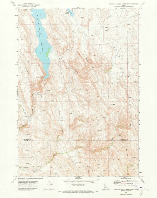 1970 Paddock Valley Reservoir, ID - Idaho - USGS Topographic Map