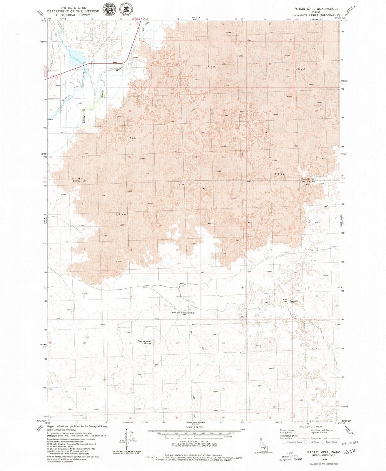 1979 Pagari Well, ID - Idaho - USGS Topographic Map