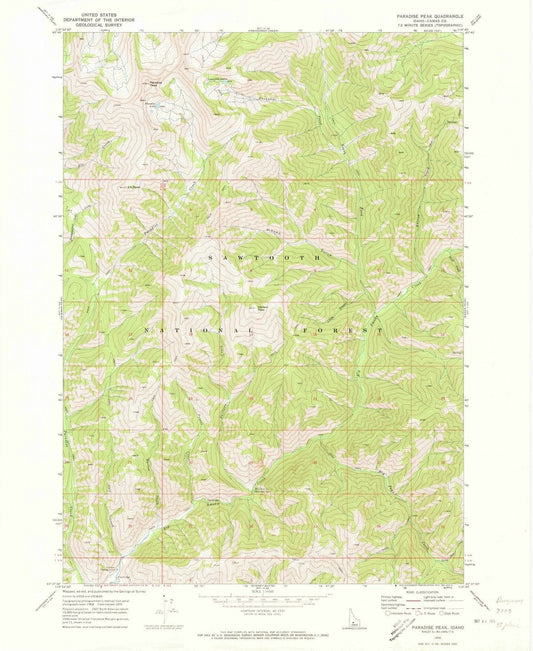 1970 Paradise Peak, ID - Idaho - USGS Topographic Map