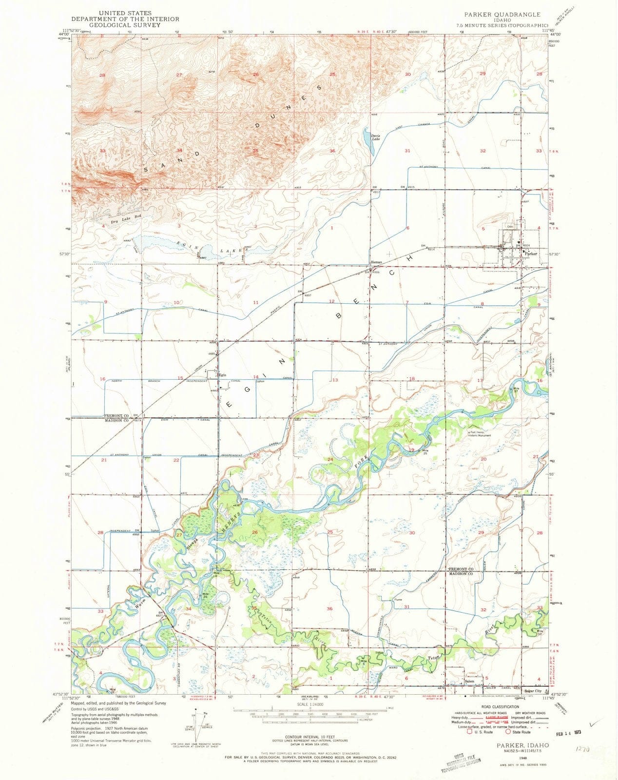 1948 Parker, ID - Idaho - USGS Topographic Map