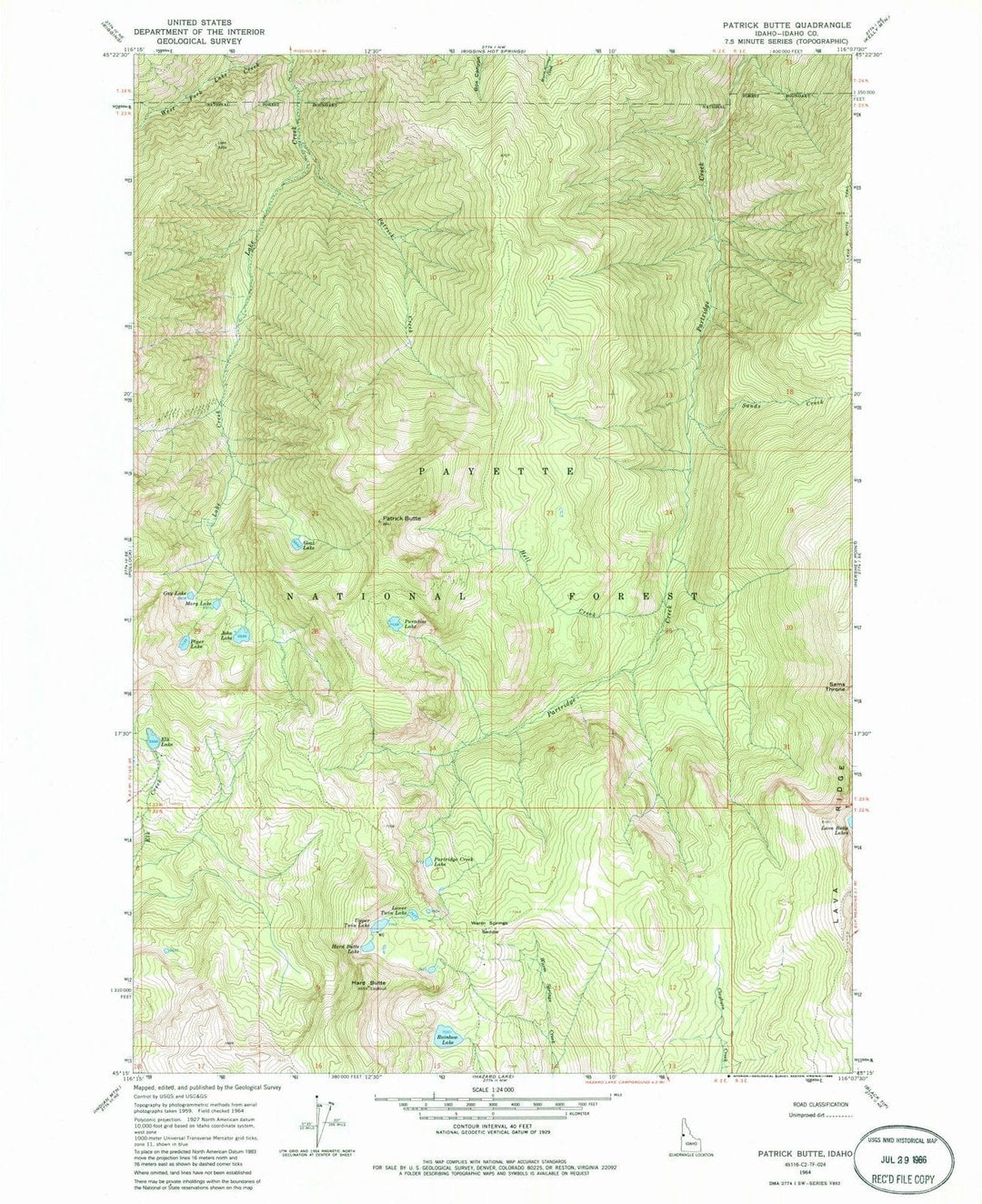 1964 Patrick Butte, ID - Idaho - USGS Topographic Map