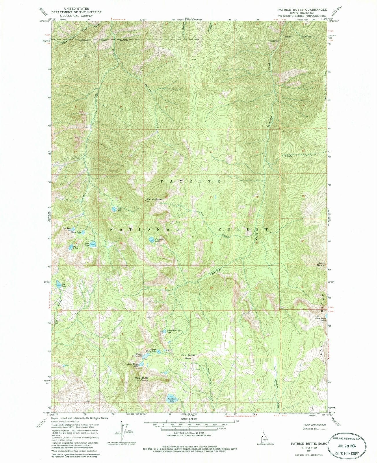 1964 Patrick Butte, ID - Idaho - USGS Topographic Map
