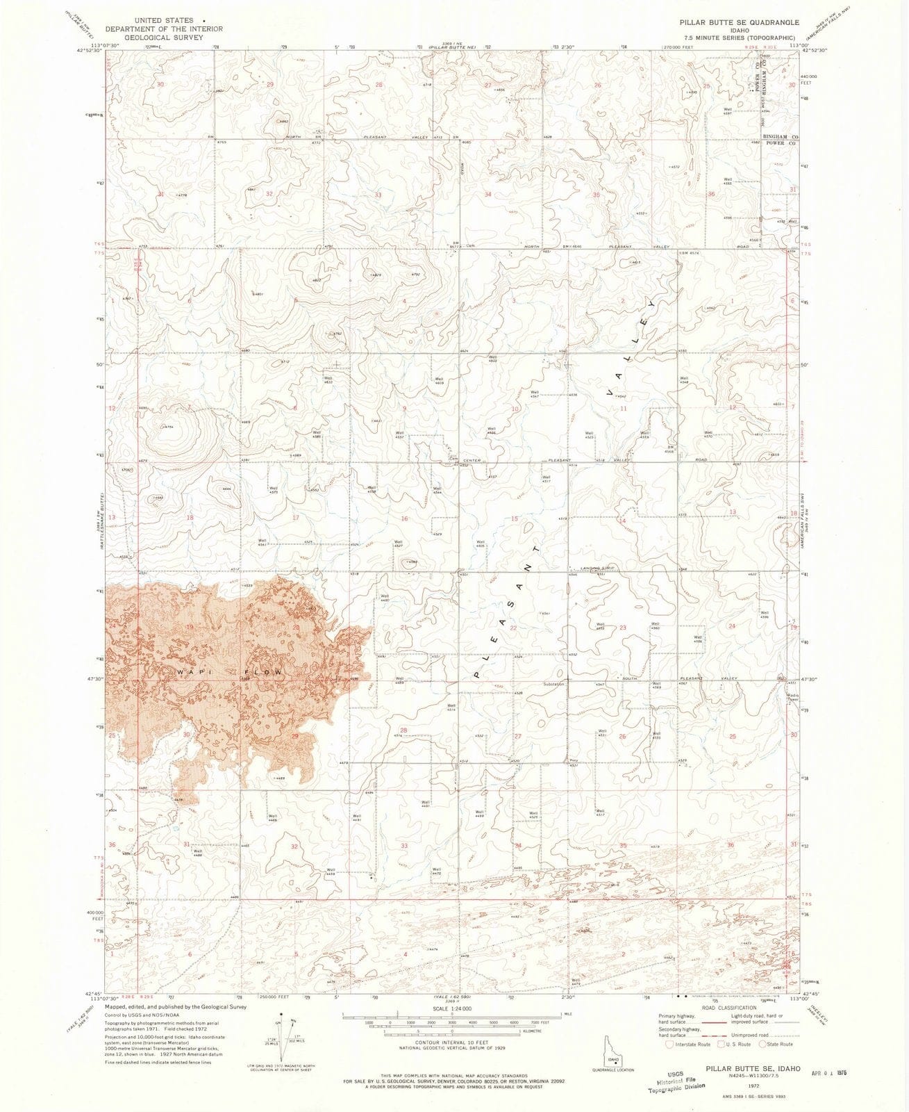 1972 Pillar Butte, ID - Idaho - USGS Topographic Map v2