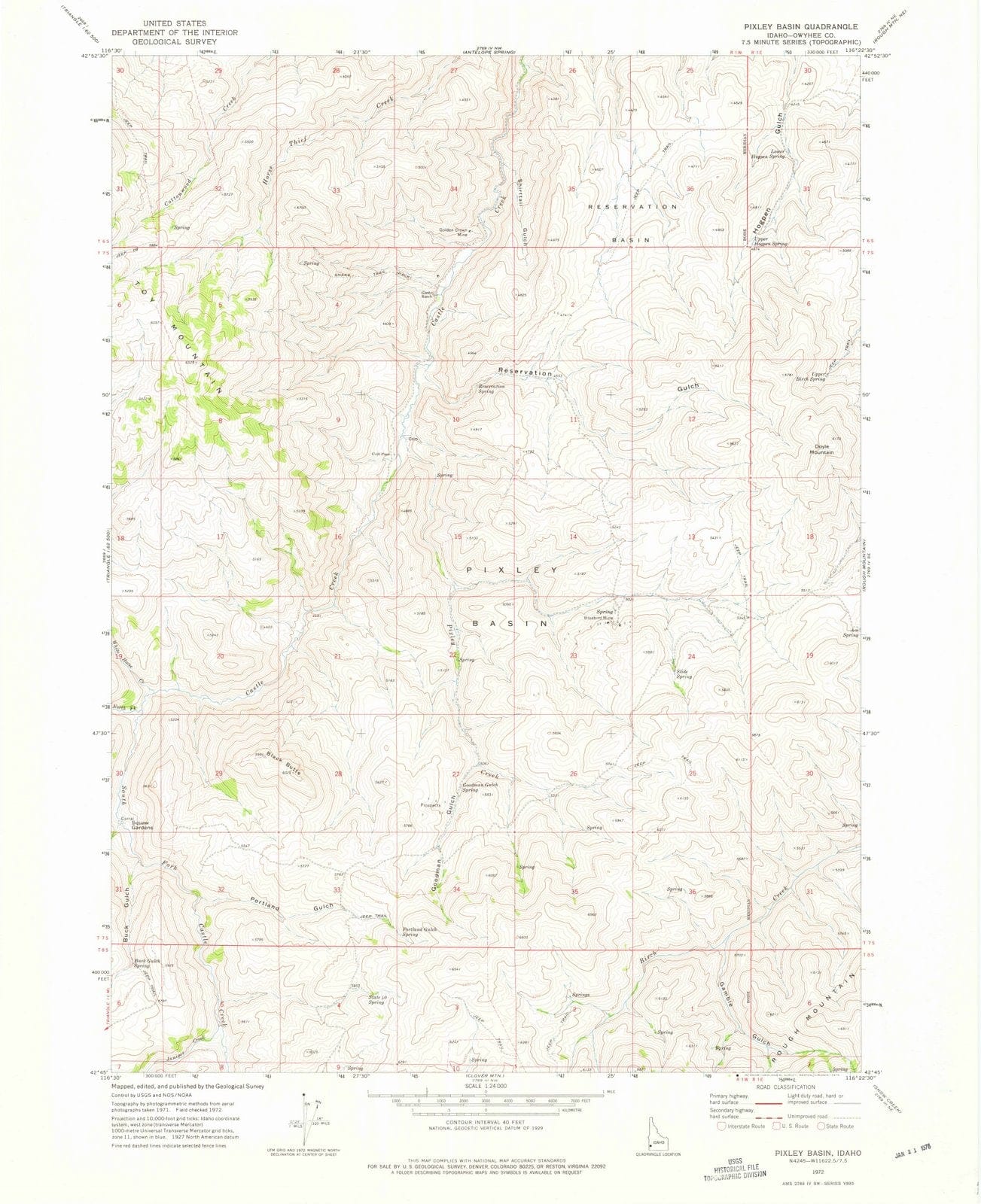 1972 Pixley Basin, ID - Idaho - USGS Topographic Map