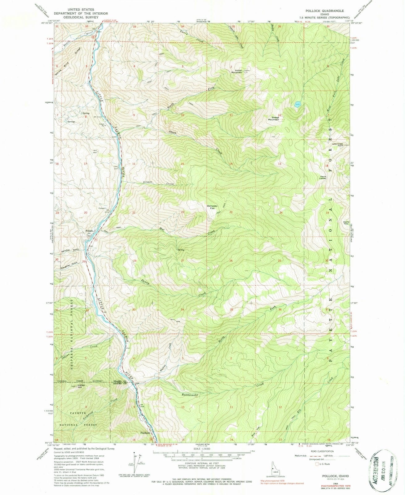 1964 Pollock, ID - Idaho - USGS Topographic Map