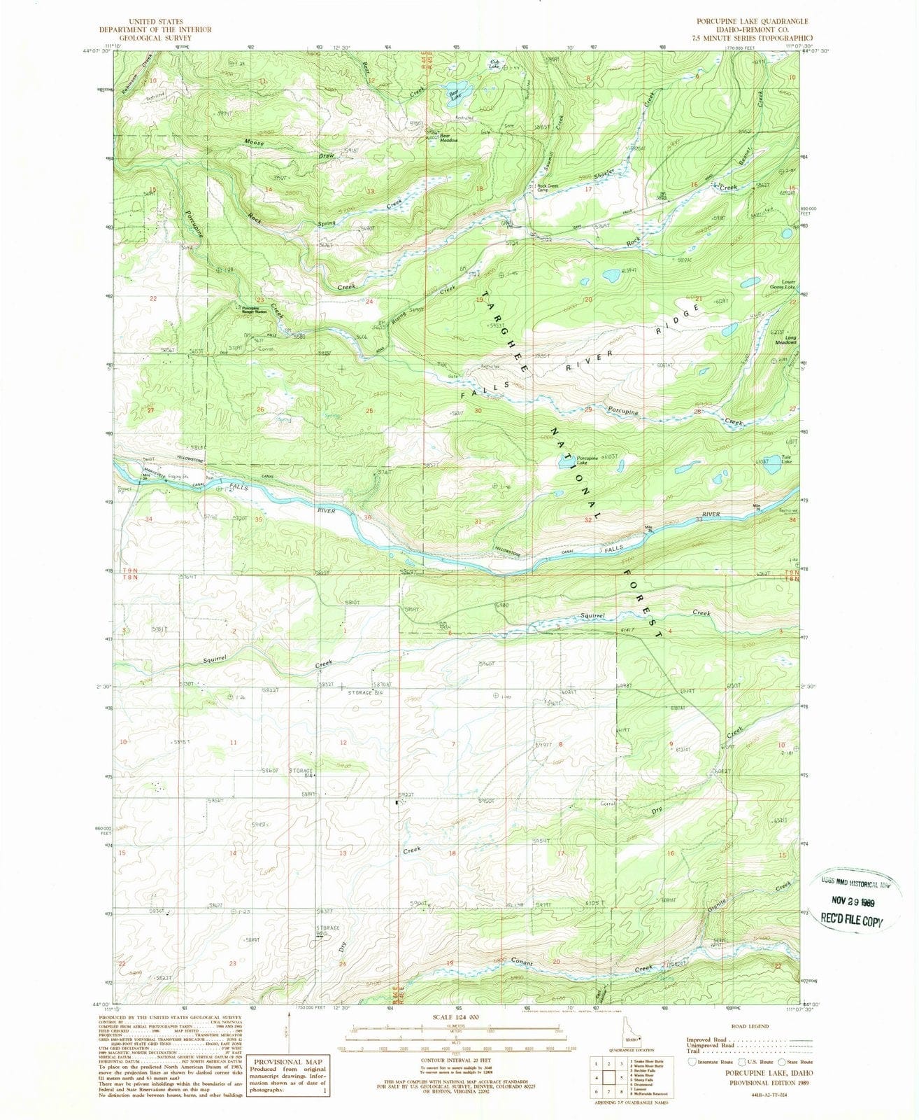 1989 Porcupine Lake, ID - Idaho - USGS Topographic Map