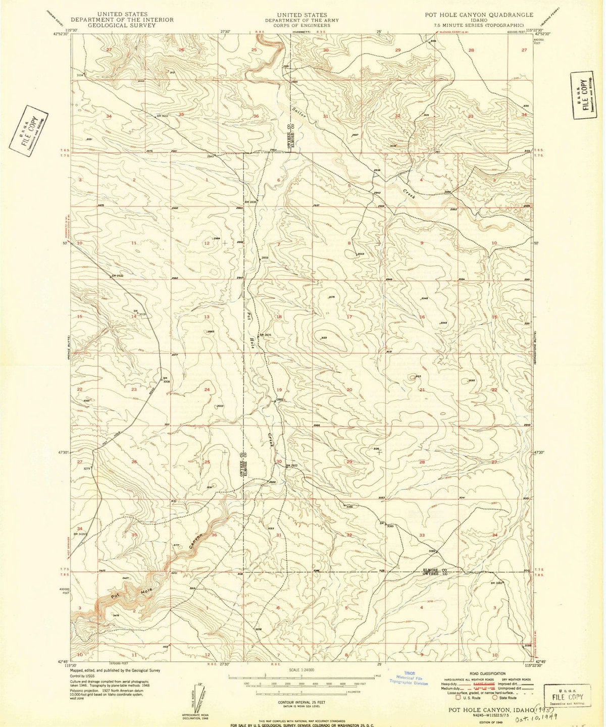 1949 Pot Hole Canyon, ID - Idaho - USGS Topographic Map
