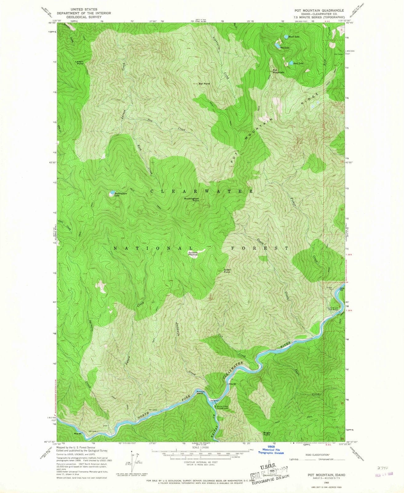 1965 Pot Mountain, ID - Idaho - USGS Topographic Map