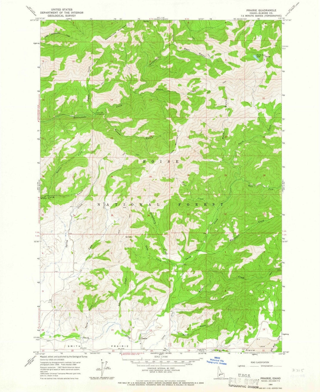 1964 Prairie, ID - Idaho - USGS Topographic Map