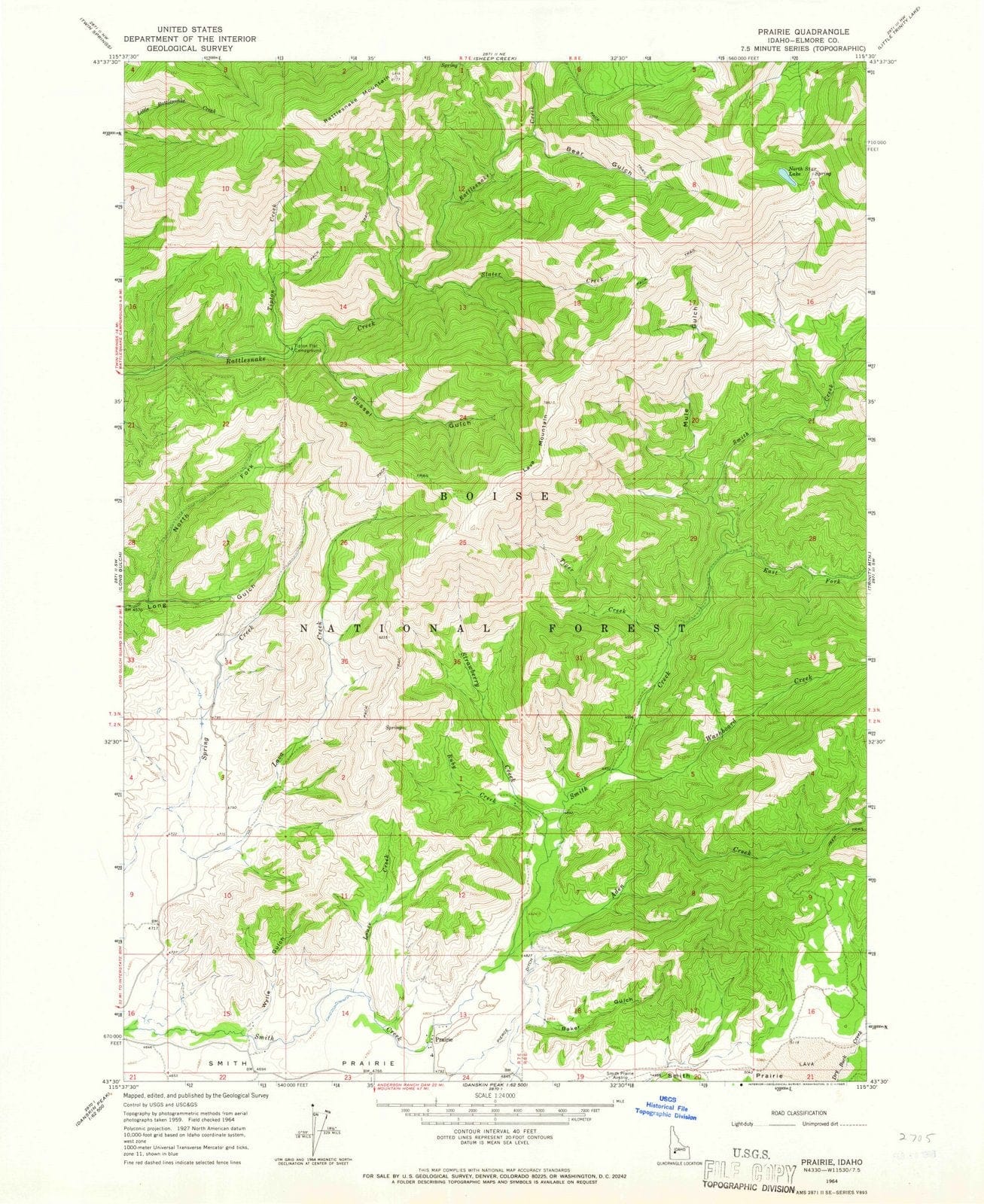 1964 Prairie, ID - Idaho - USGS Topographic Map
