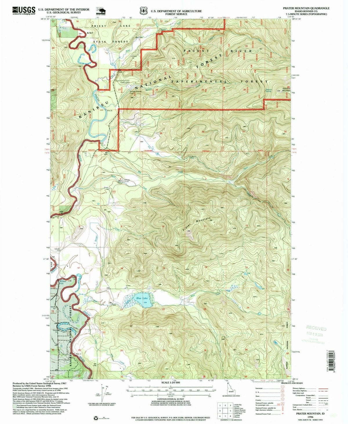 1996 Prater Mountain, ID - Idaho - USGS Topographic Map