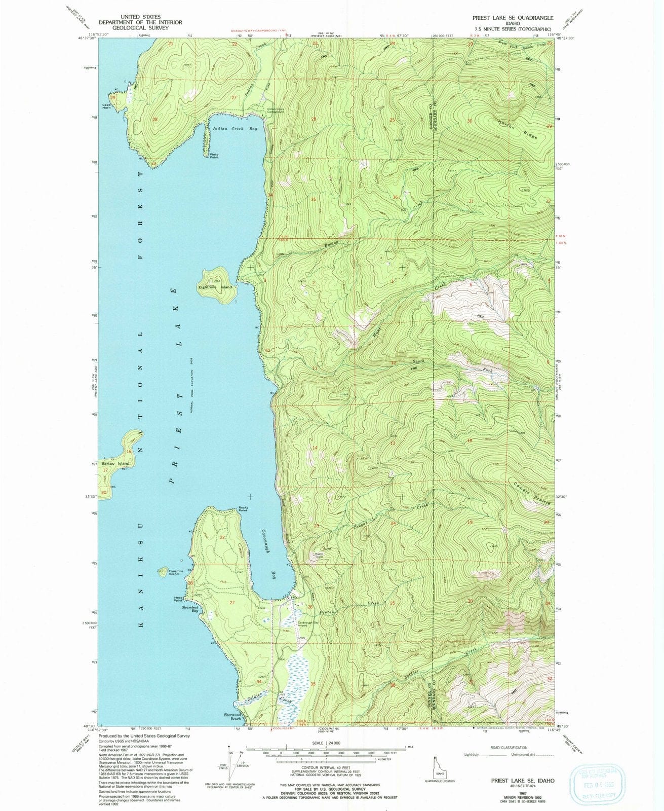 1967 Priest Lake, ID - Idaho - USGS Topographic Map v3