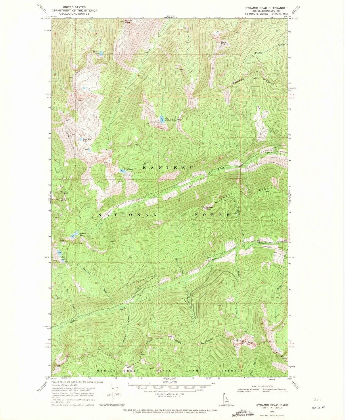 1969 Pyramid Peak, ID - Idaho - USGS Topographic Map