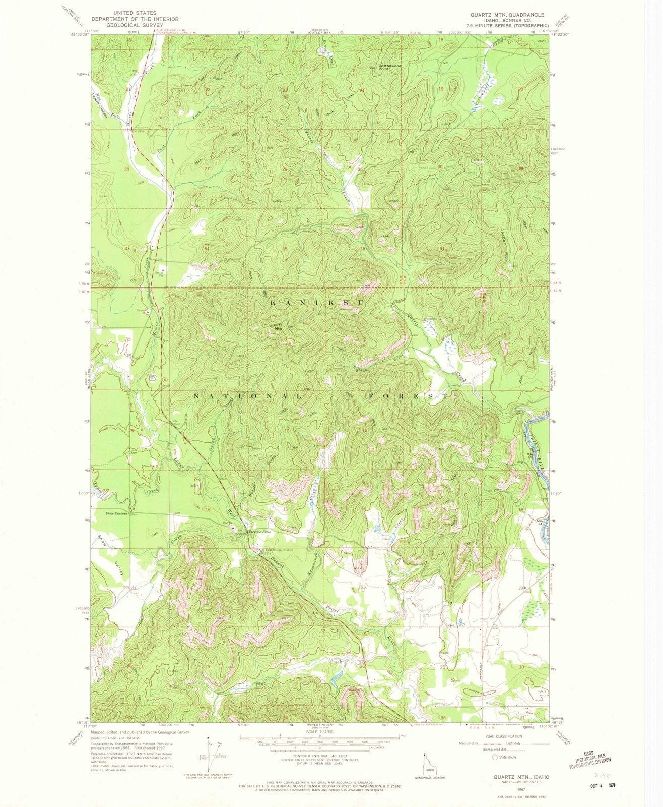 1967 Quartz MTN, ID - Idaho - USGS Topographic Map