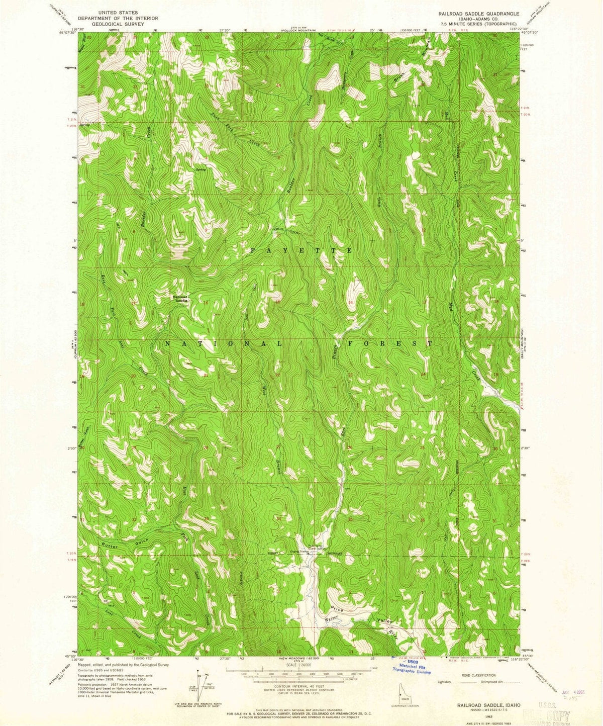 1963 Railroad Saddle, ID - Idaho - USGS Topographic Map