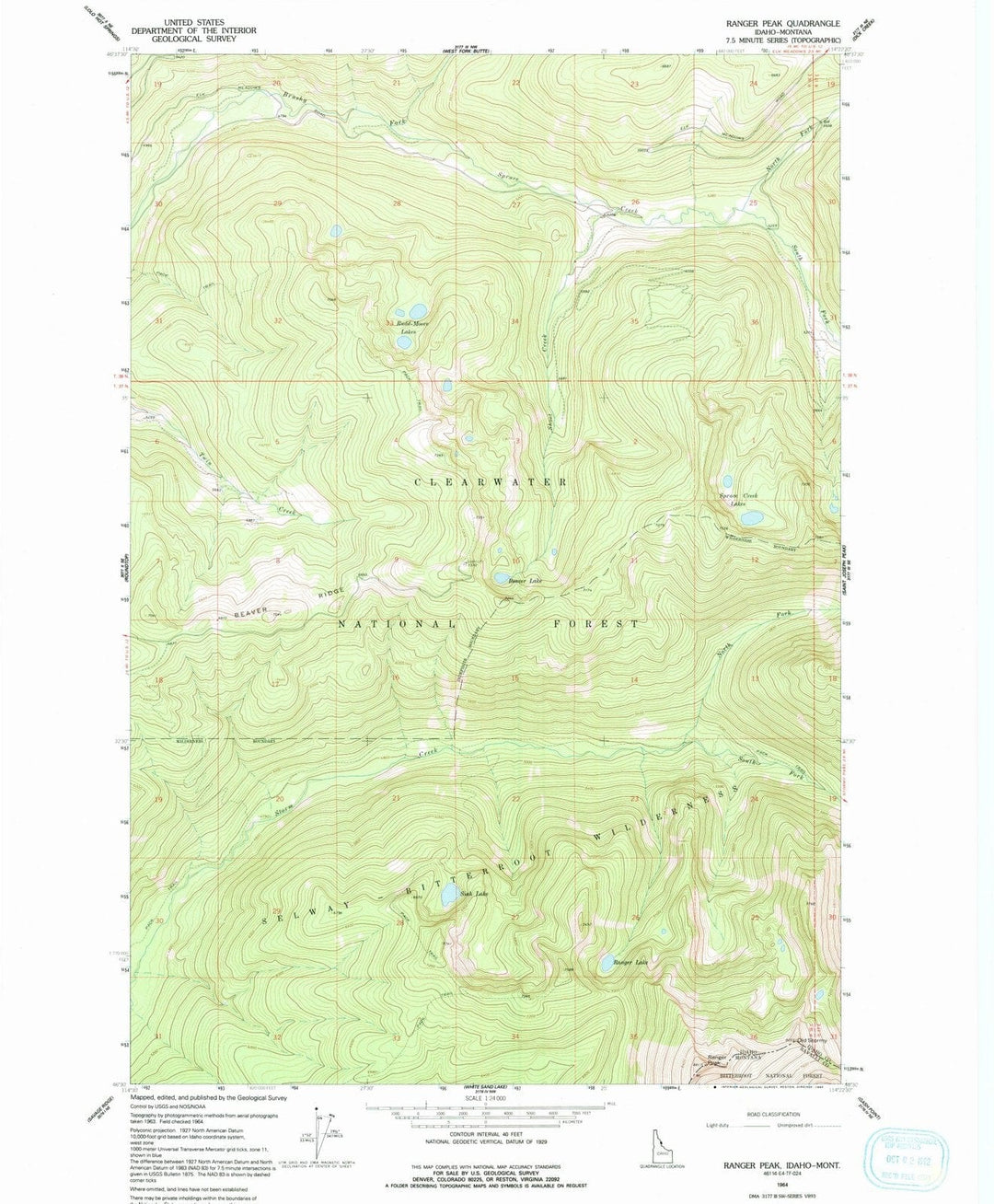 1964 Ranger Peak, ID - Idaho - USGS Topographic Map