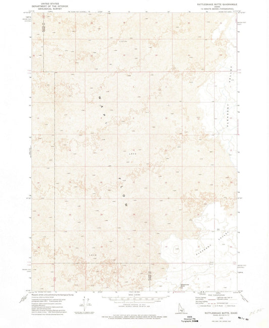 1972 Rattlesnake Butte, ID - Idaho - USGS Topographic Map
