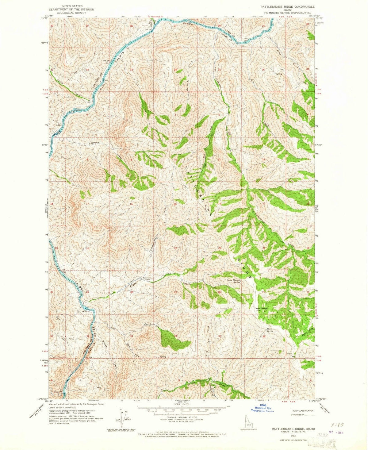 1963 Rattlesnake Ridge, ID - Idaho - USGS Topographic Map