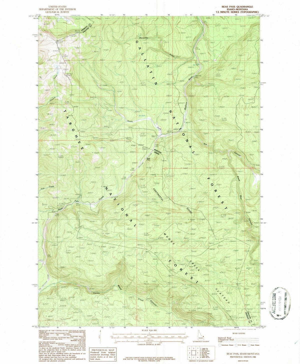 1986 Reas Pass, ID - Idaho - USGS Topographic Map