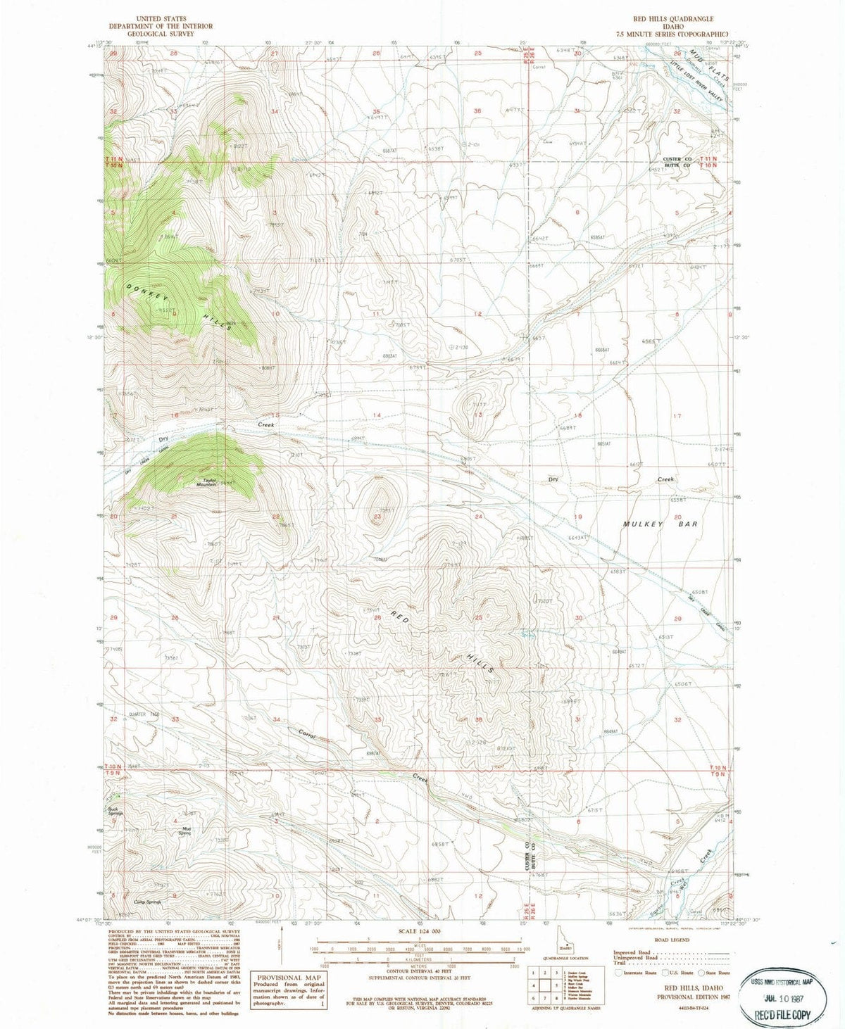1987 Red Hills, ID - Idaho - USGS Topographic Map