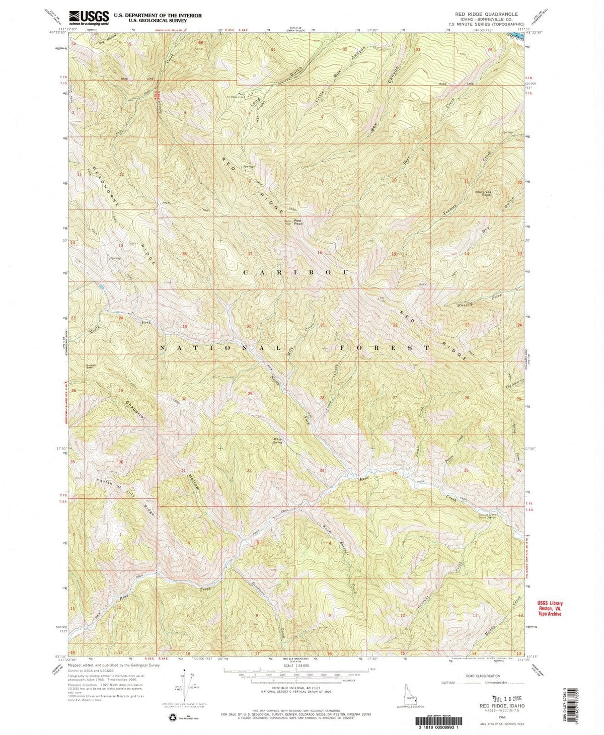 1966 Red Ridge, ID - Idaho - USGS Topographic Map