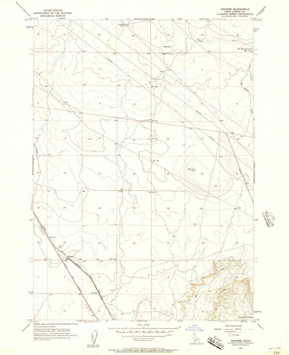 1956 Reverse, ID - Idaho - USGS Topographic Map
