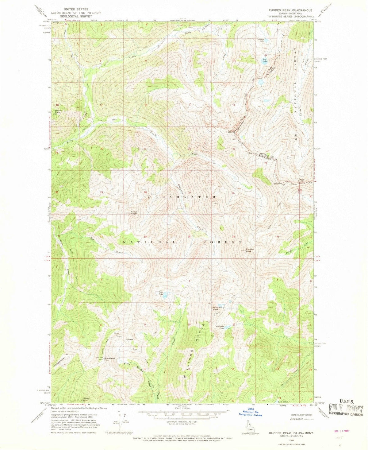 1966 Rhodes Peak, ID - Idaho - USGS Topographic Map