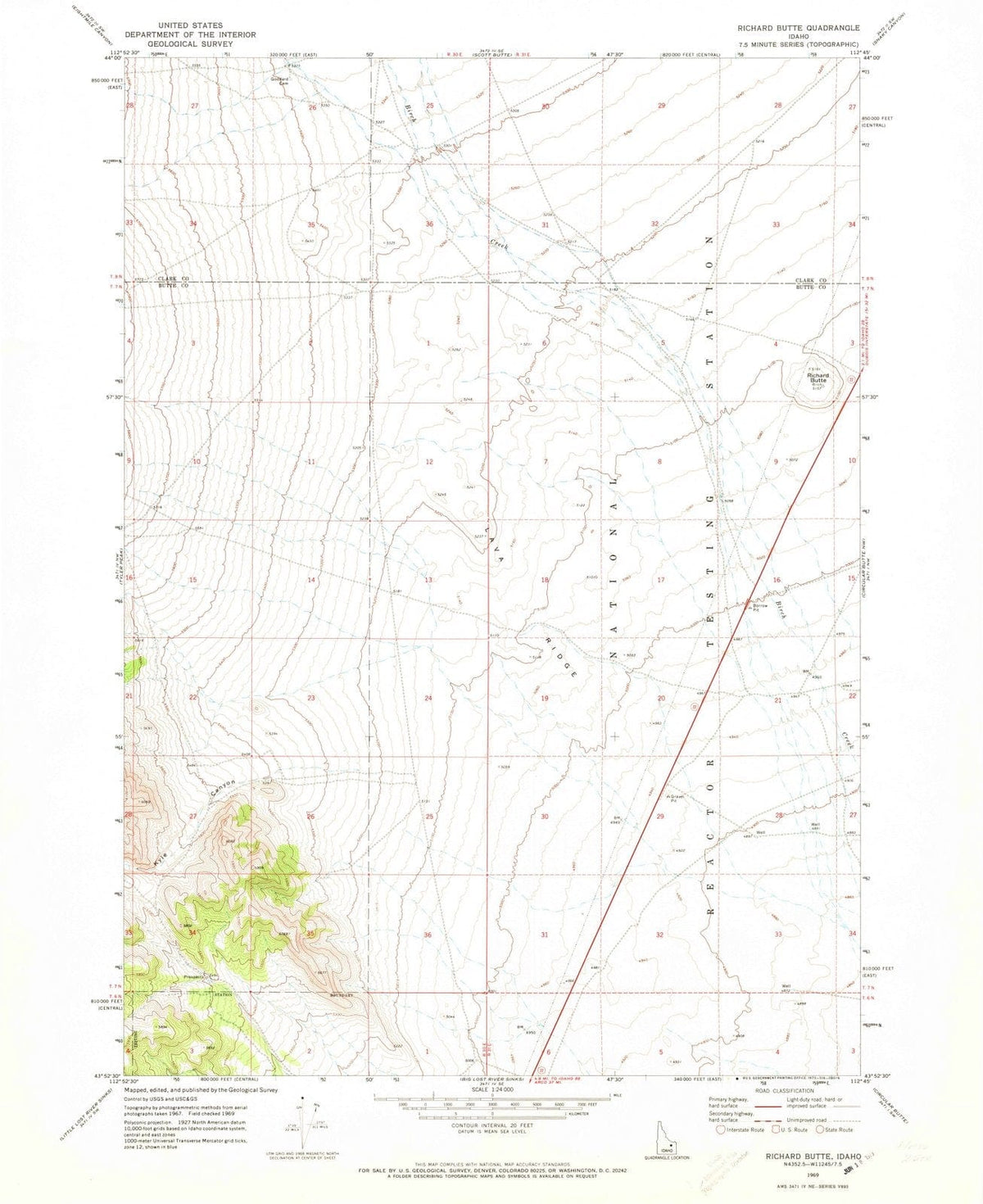 1969 Richard Butte, ID - Idaho - USGS Topographic Map