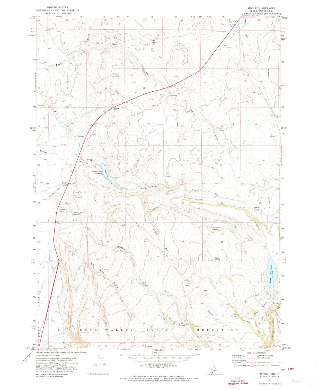 1971 Riddle, ID - Idaho - USGS Topographic Map