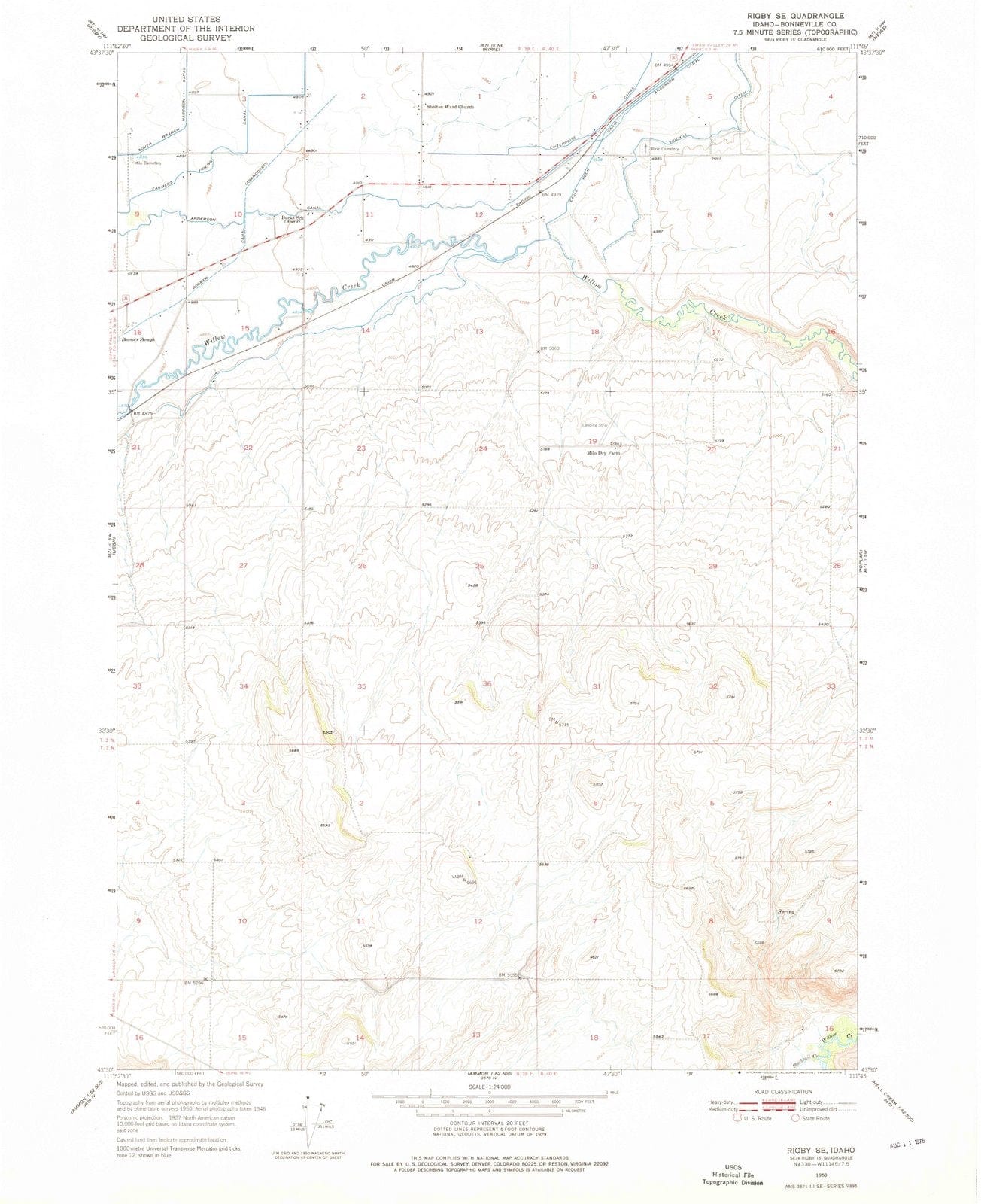 1950 Rigby, ID - Idaho - USGS Topographic Map