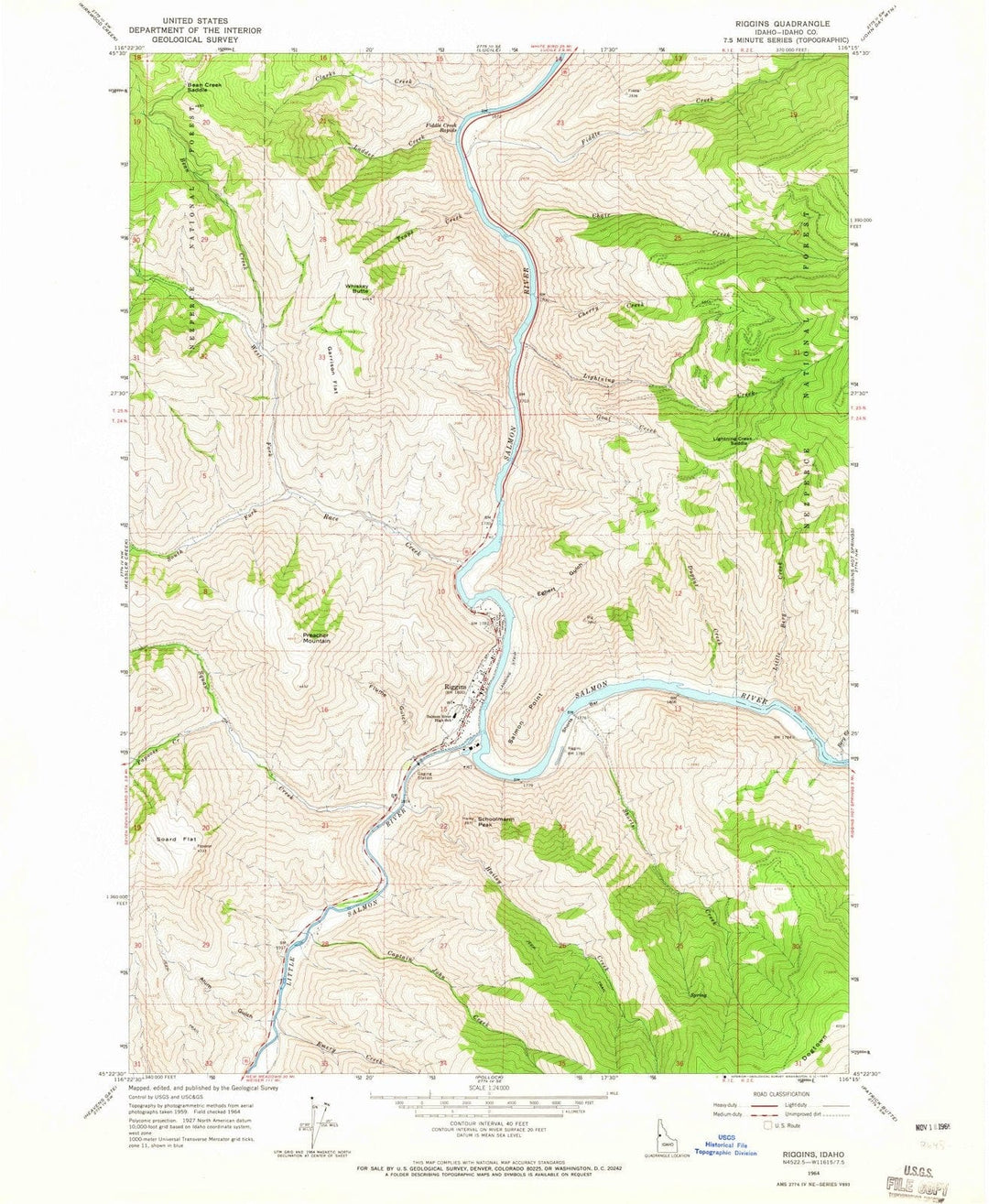 1964 Riggins, ID - Idaho - USGS Topographic Map