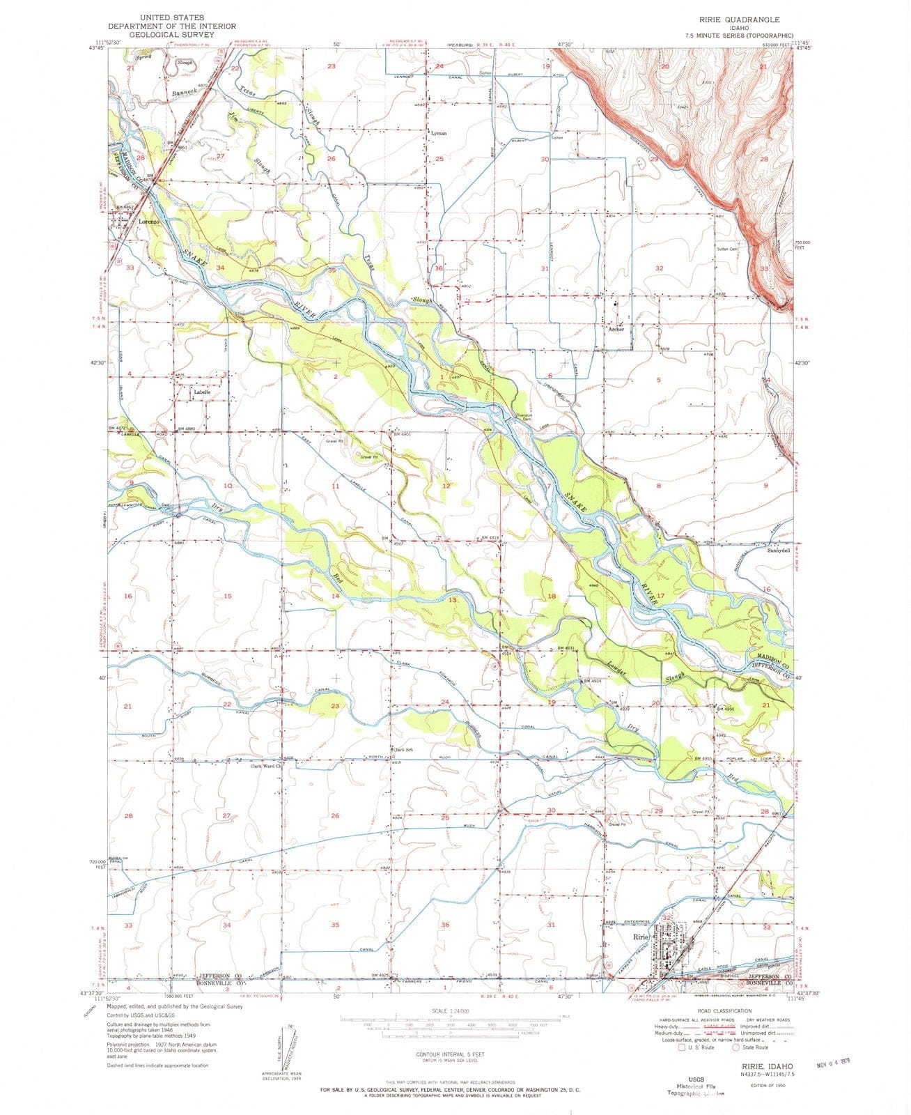 1950 Ririe, ID - Idaho - USGS Topographic Map