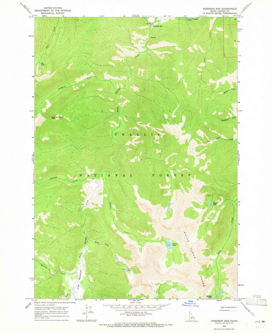 1964 Robinson Bar, ID - Idaho - USGS Topographic Map