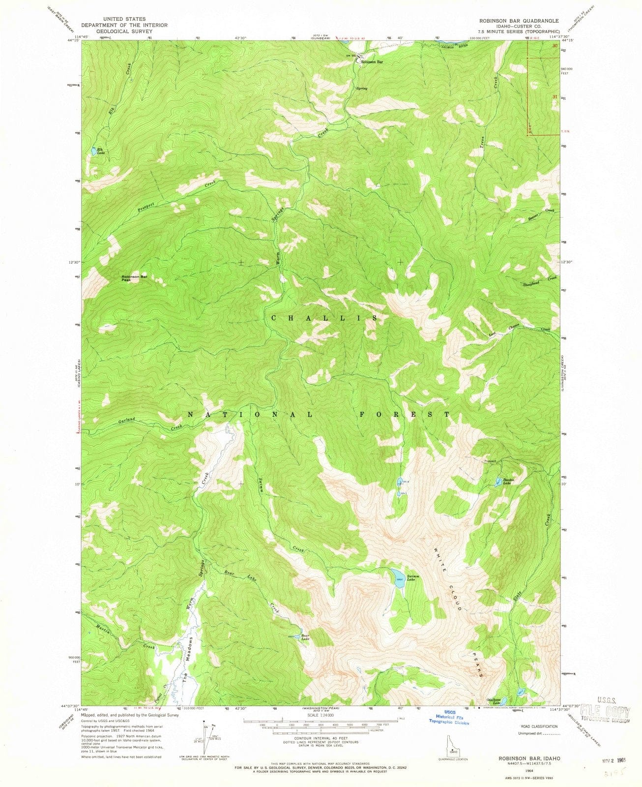1964 Robinson Bar, ID - Idaho - USGS Topographic Map