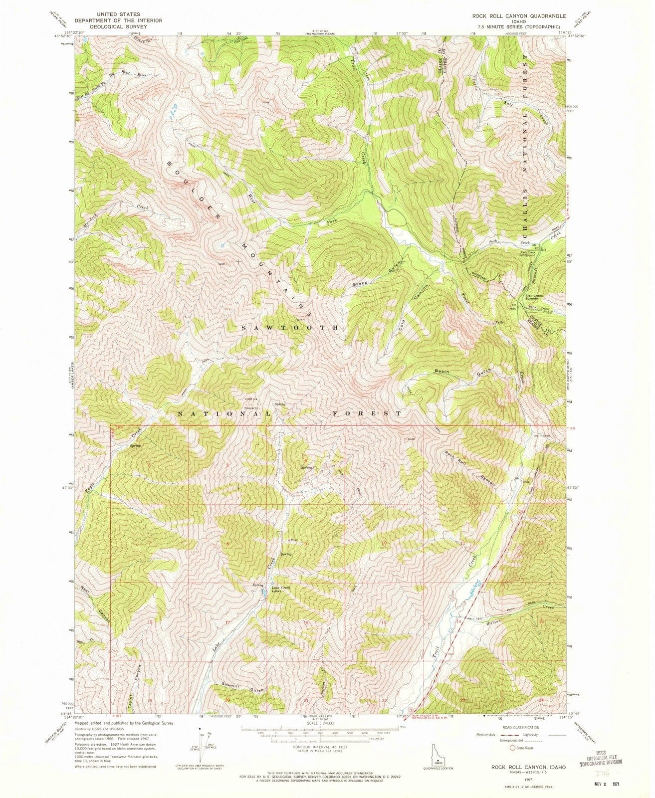 1967 Rock Roll Canyon, ID - Idaho - USGS Topographic Map