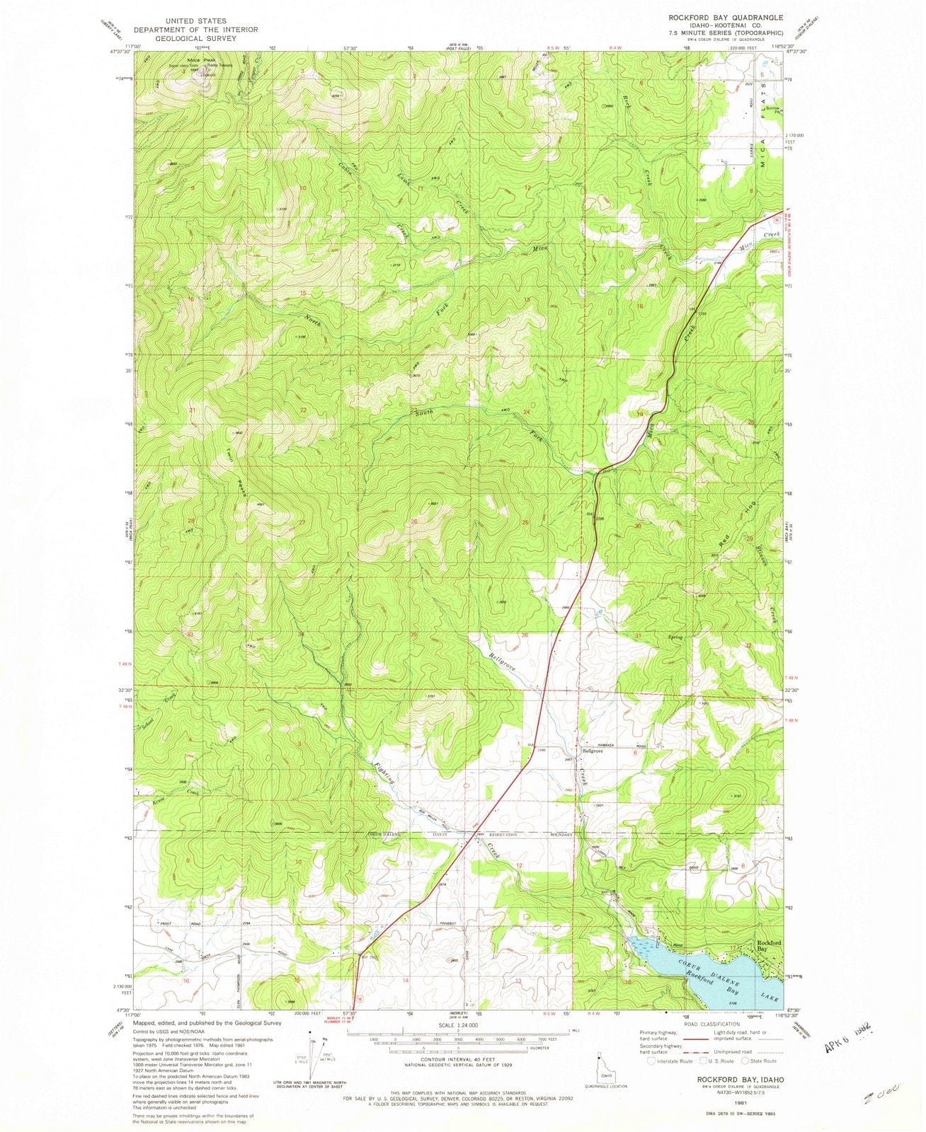 1981 Rockford Bay, ID - Idaho - USGS Topographic Map