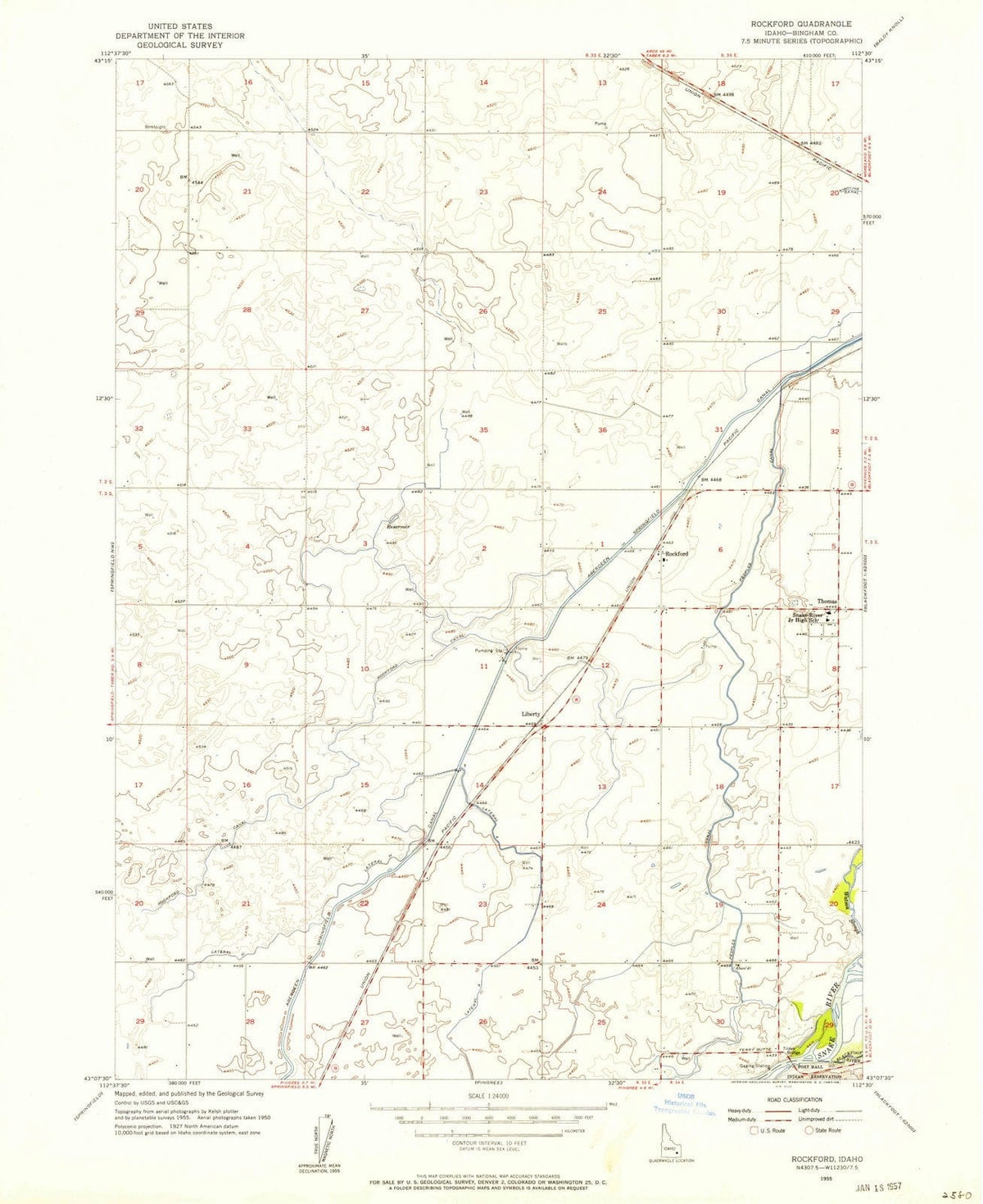 1955 Rockford, ID - Idaho - USGS Topographic Map