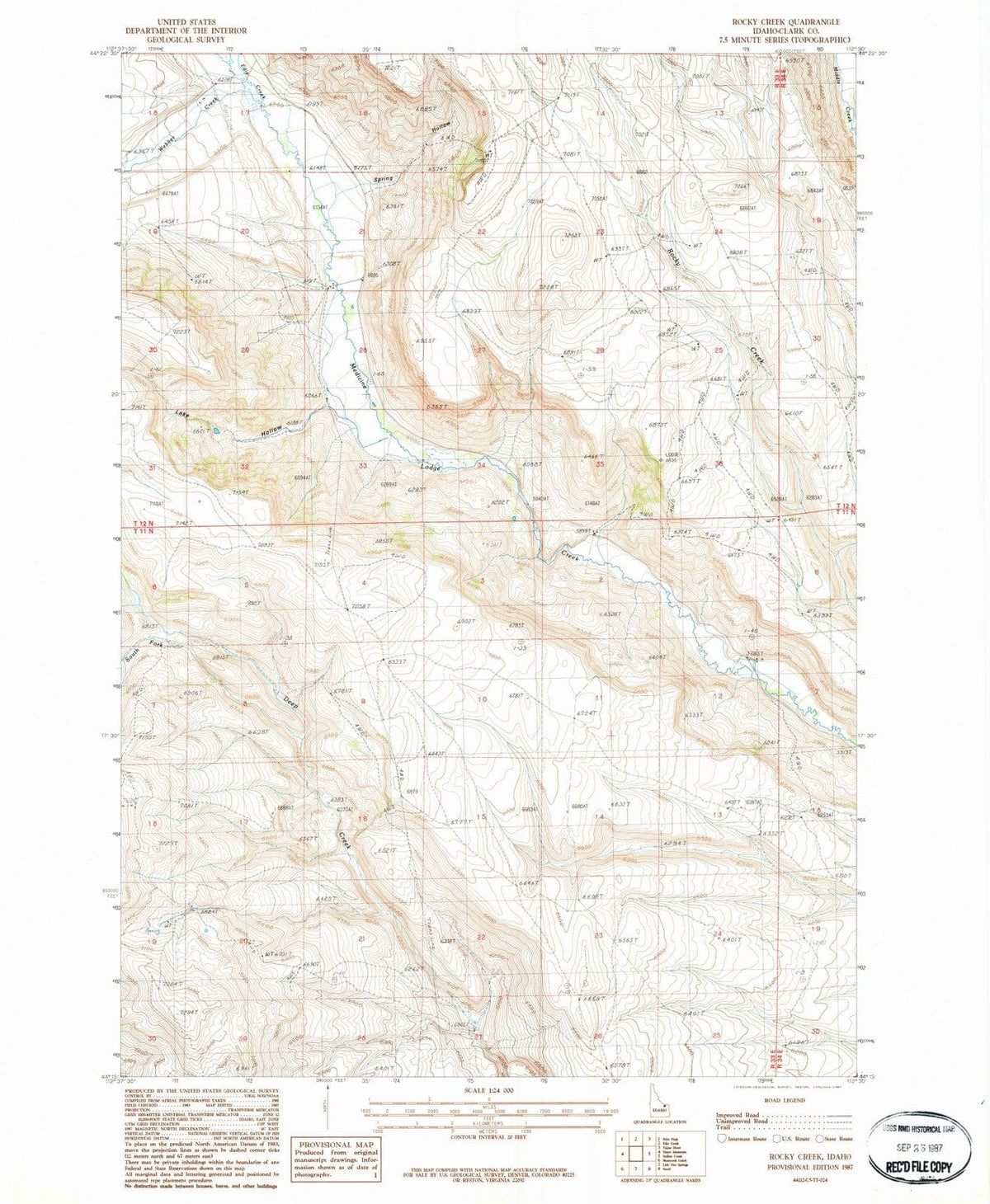 1987 Rocky Creek, ID - Idaho - USGS Topographic Map