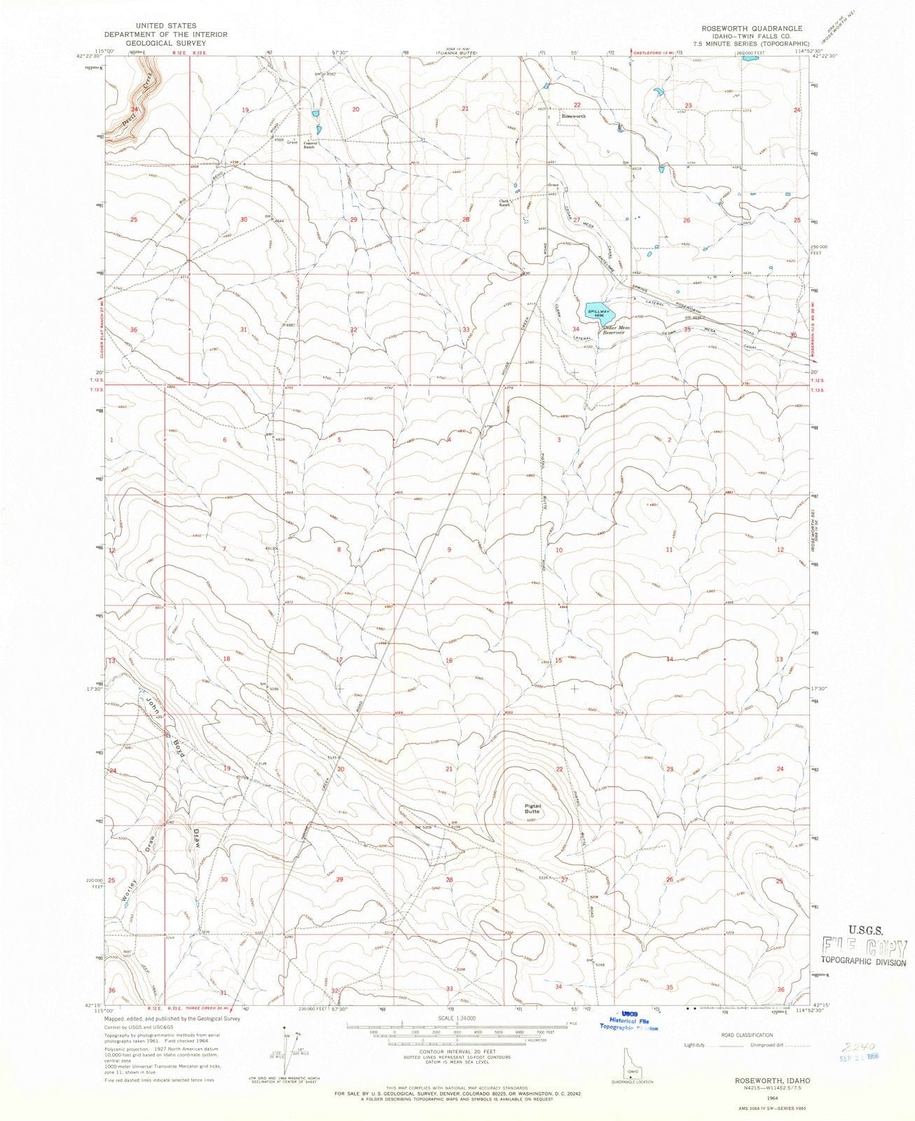 1964 Roseworth, ID - Idaho - USGS Topographic Map