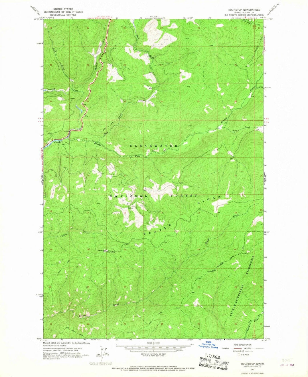 1964 Roundtop, ID - Idaho - USGS Topographic Map