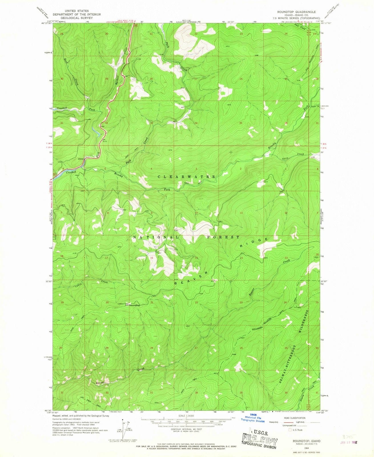 1964 Roundtop, ID - Idaho - USGS Topographic Map