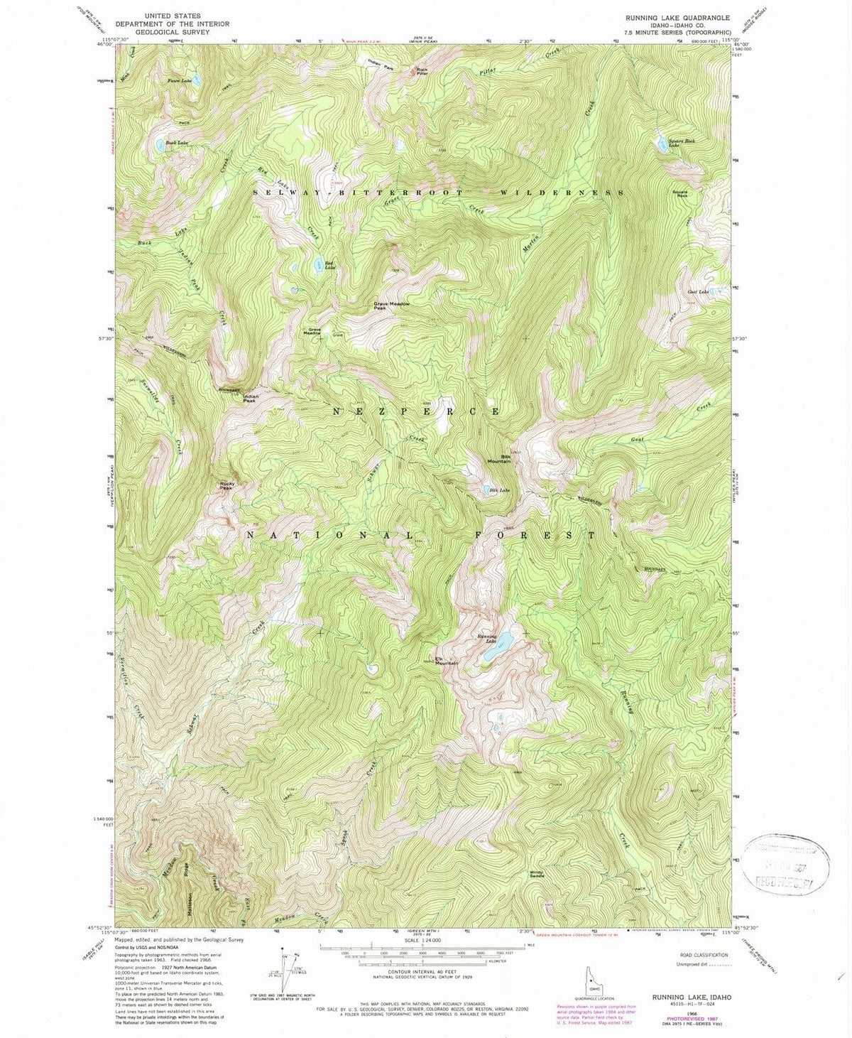 1966 Running Lake, ID - Idaho - USGS Topographic Map