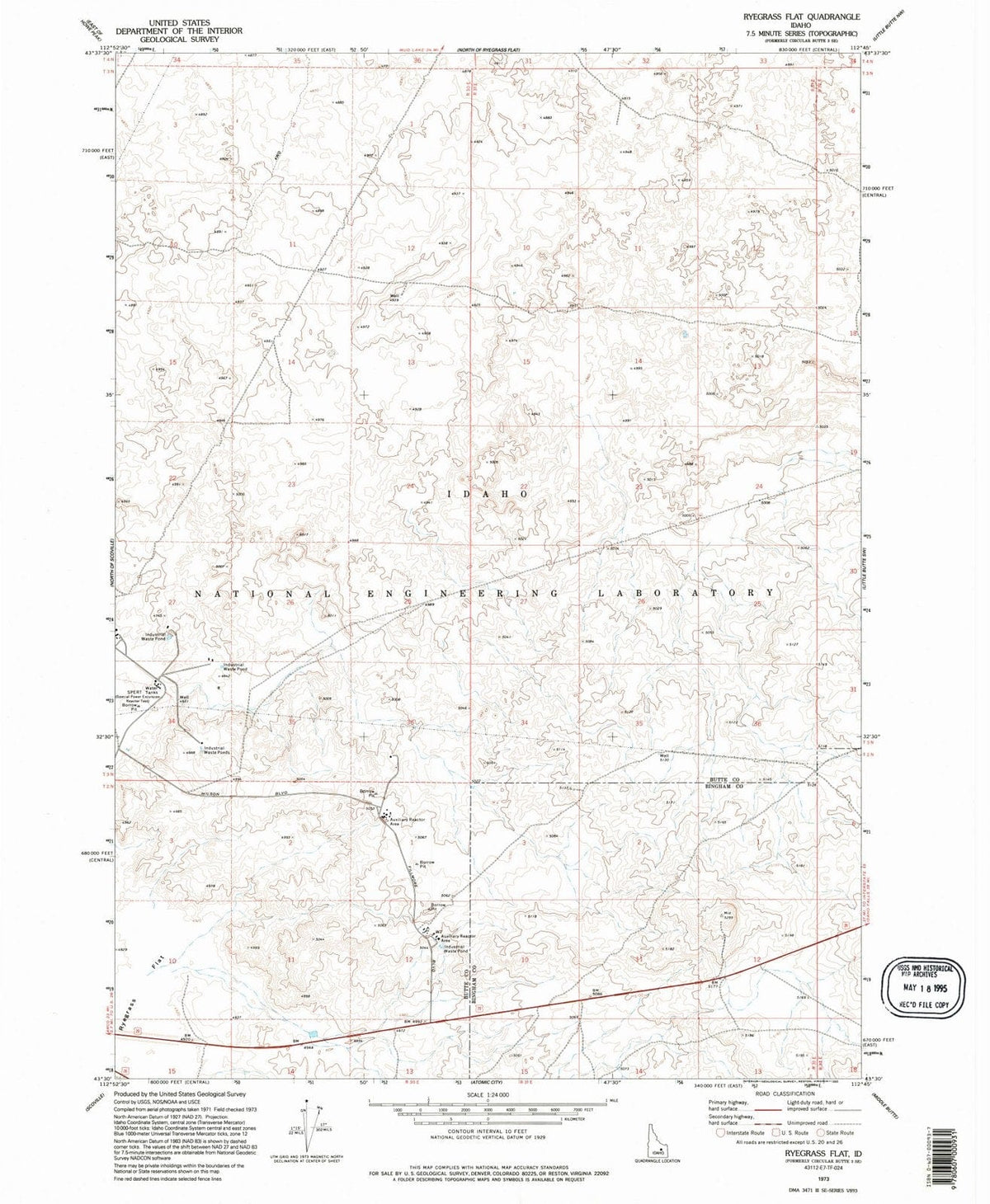 1973 Ryegrass Flat, ID - Idaho - USGS Topographic Map