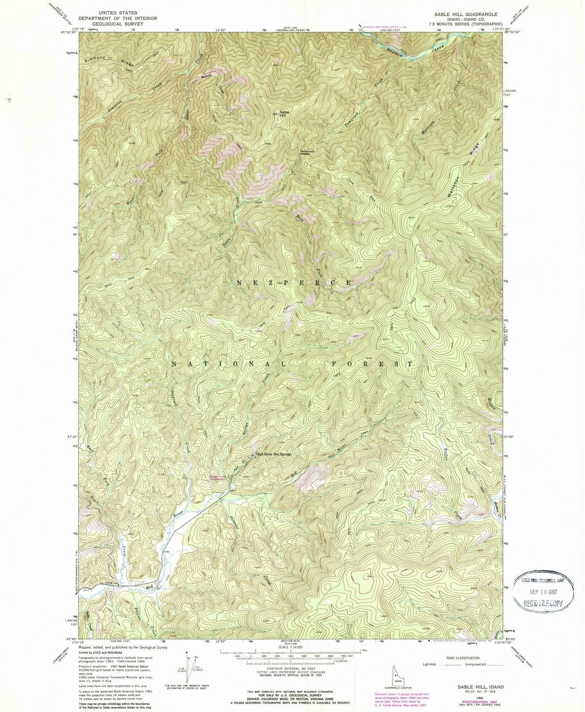 1966 Sable Hill, ID - Idaho - USGS Topographic Map